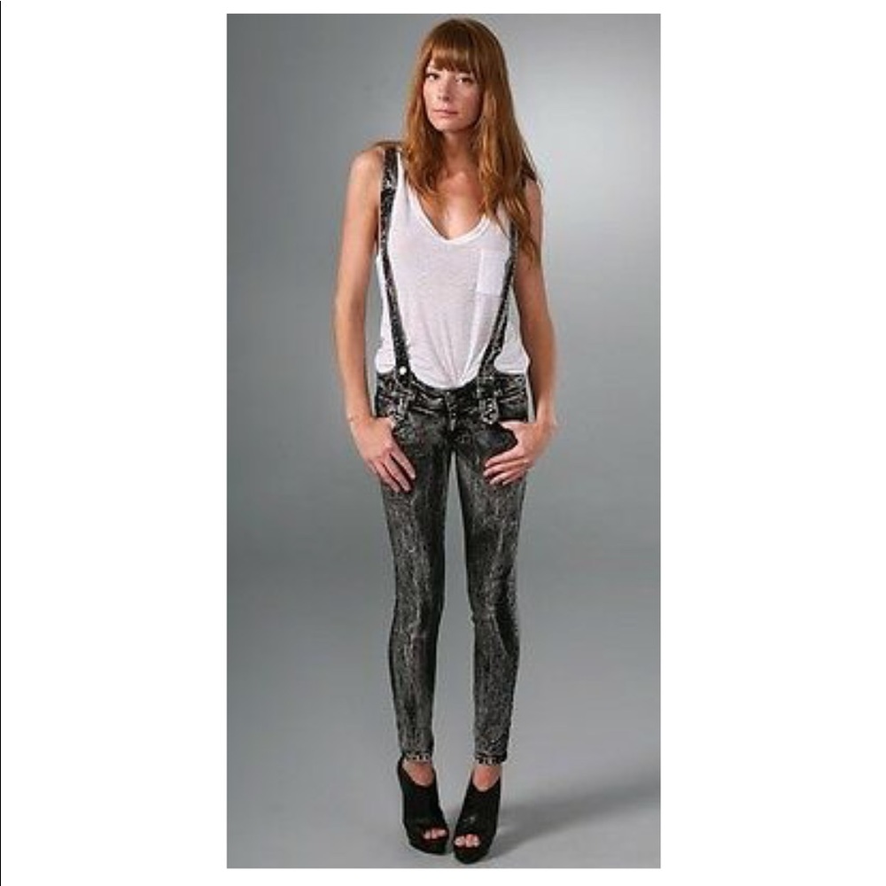 Siwy Stella Overalls in Charcoal Acid Wash // Sz 25 or 26